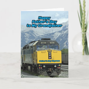 Tarjeta Motor de tren amarillo Feliz abuelo del día del pa