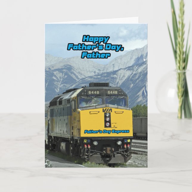Tarjeta Motor de tren amarillo feliz día del padre para el (Anverso)