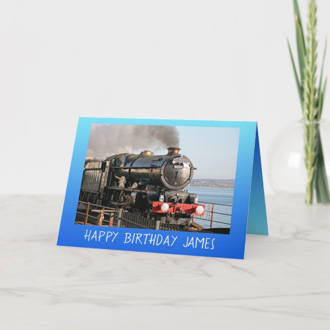 Tarjeta Motor de vapor de época feliz cumpleaños personali (Anverso)