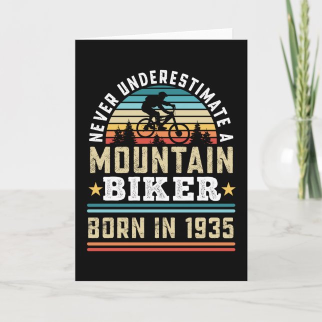 Tarjeta Mountain Biker nacido 1935 90th Birthday Gift MTB (Anverso)