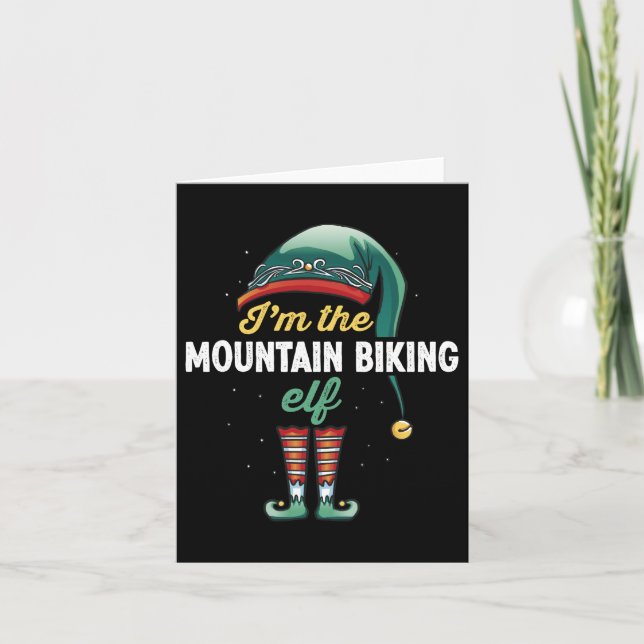 Tarjeta Mountain biking Elf Family Matching Christmas Gift (Anverso)