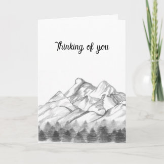 Tarjeta Mountains Sketched in Pencil on Note Card