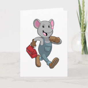 Tarjeta Mouse como Handyman con Cuadro de herramientas