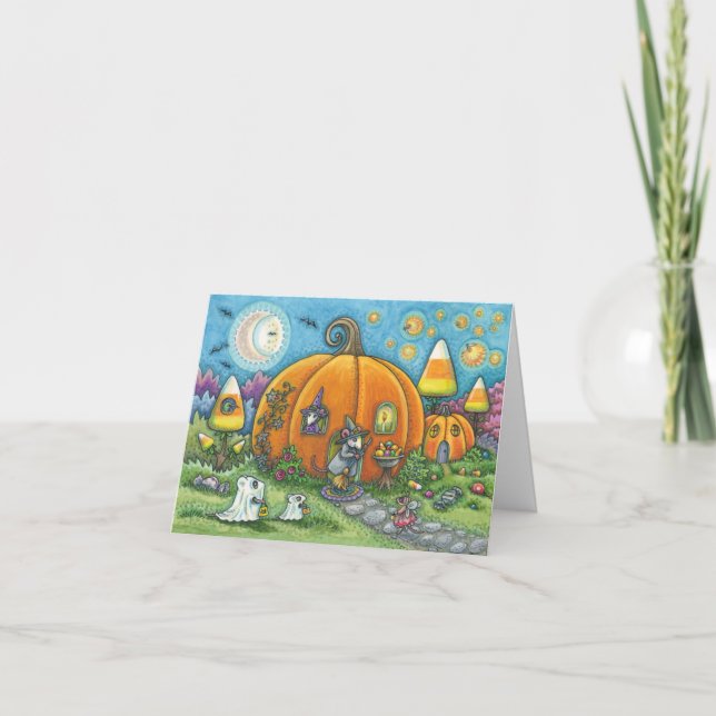 Tarjeta MOUSE HOUSE HALLOWEEN NOTE CARTA EN blanco (Anverso)