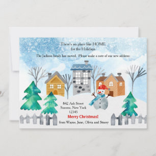 Tarjeta móvil de acuarela de Navidad Town Holiday