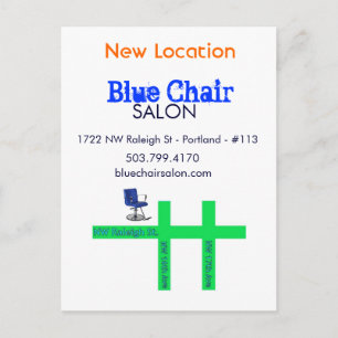 Tarjeta móvil de silla azul