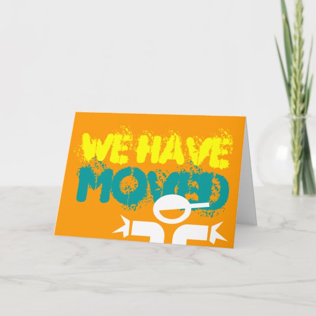 Tarjeta móvil diciendo "que nos hemos movido" en (Anverso)