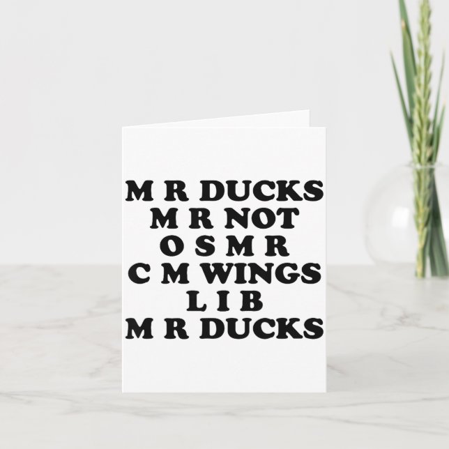Tarjeta Mr M R Ducks T, Funny Duck Lover, Waterfowl Quote  (Anverso)