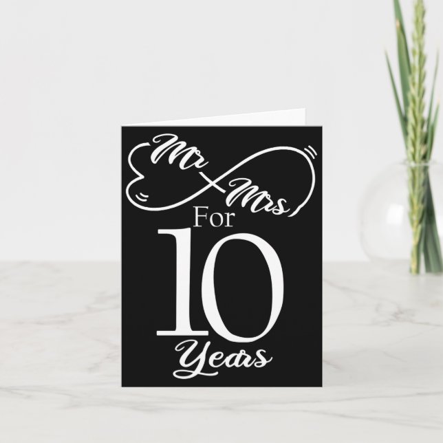 Tarjeta Mr Mrs For 10 Years 1st Wedding Anniversary  (Anverso)