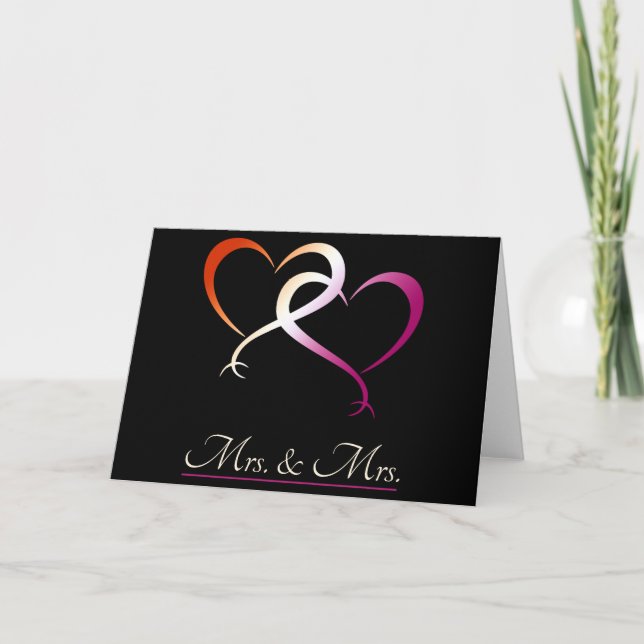 Tarjeta Mrs. & Mrs. Flagcolors Hearts  (Anverso)