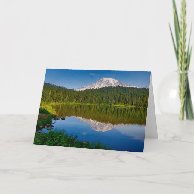 Tarjeta Mt. Rainier y el lago de reflexión (Anverso)
