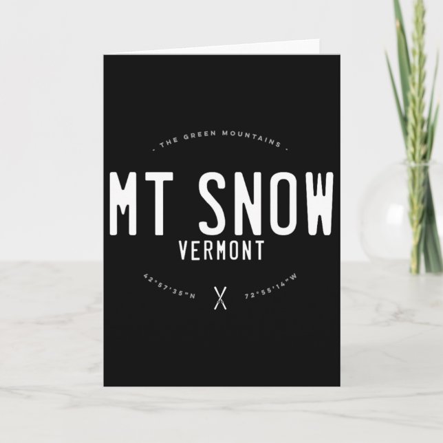 Tarjeta Mt. Snow Vermont Graphic Distressed Vintage Ski  (Anverso)