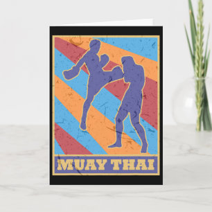 Tarjeta Muay Thai Colores Retro Vintage Kickboxing Mma Box