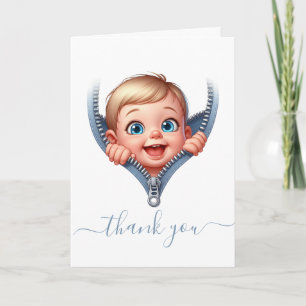 Tarjeta Muchacho Bebé Buscando en Baby Shower Gracias