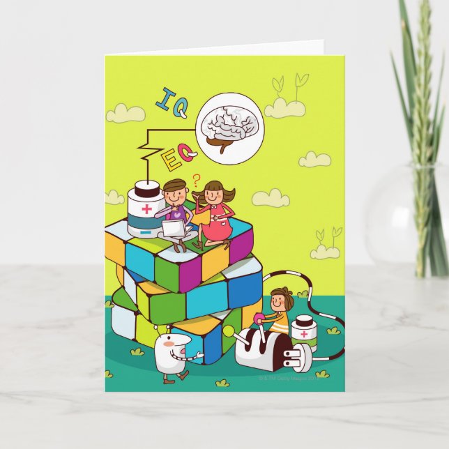 Tarjeta Muchacho con un chica que se sienta en el (Anverso)