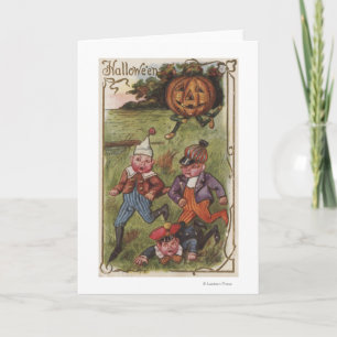 Tarjeta Muchachos que corren de hombre de la calabaza en
