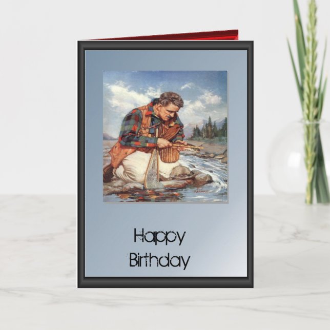 Tarjeta Muchachos y tíos - pesca en el río (Anverso)