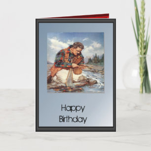 Tarjeta Muchachos y tíos - pesca en el río