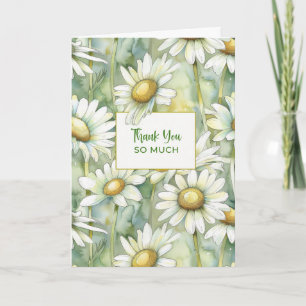 Tarjeta Muchas Gracias Suaves Daisies de Acuarela