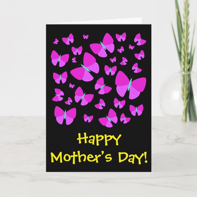 Tarjeta Muchas mariposas artísticas + ¡El "día de madre (Anverso)
