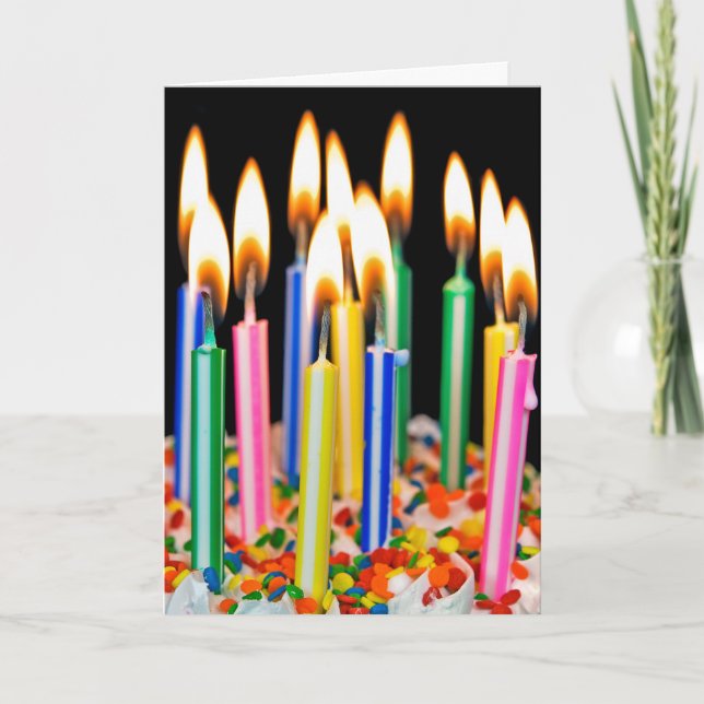 Tarjeta Muchas velas de torta de cumpleaños (Anverso)