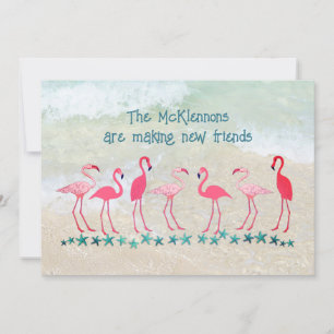 Tarjeta Mudarse a los Trópicos Amigos Flamingo Nueva Direc