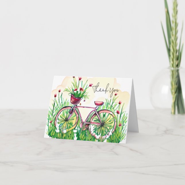 Tarjeta Muelle acuático personalizable de bicicleta floral (Anverso)