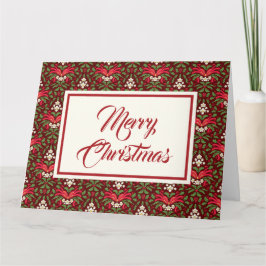 Tarjeta Muérdago, Bayas Rojas y Cinta Descargable Vintage