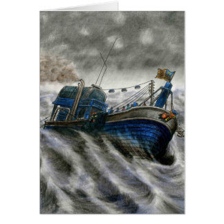 Tarjeta muerta del ojo con el barco en el color,