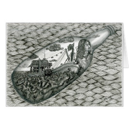 Tarjeta muerta del ojo con Vannak en una botella