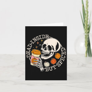 Tarjeta Muerto por dentro pero con calavera de calabaza es