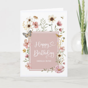 Tarjeta Muerto Rubor Wildflower mariposa feliz cumpleaños