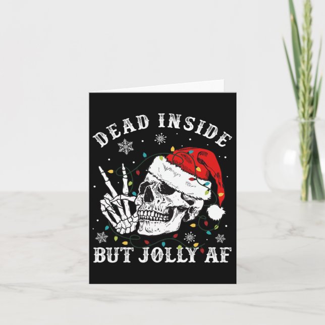 Tarjeta Muertos Dentro Pero Jolly Af Skeleton Santa Navida (Anverso)