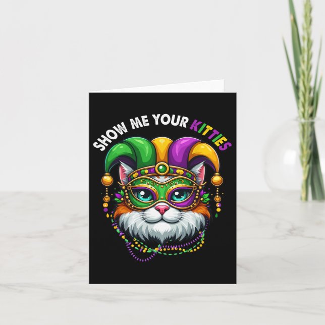Tarjeta Muéstrame tu gatito kitano mardi gras (Anverso)