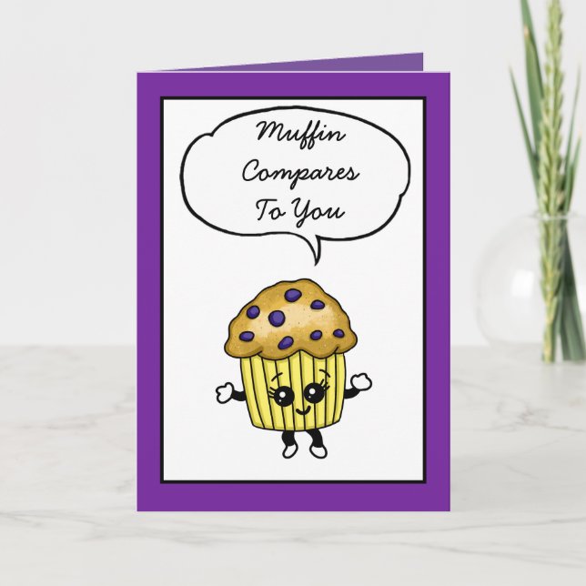 Tarjeta Muffin comparado contigo, Cute Blueberry Muffin Pu (Anverso)