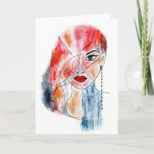 Tarjeta Mujer abstracta vanguardia retrato moda saludo