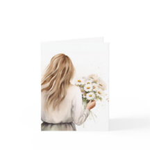 Mujer acuarela con margarita