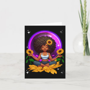 Tarjeta Mujer africana Yoga girasoles disfraces Fitness Or