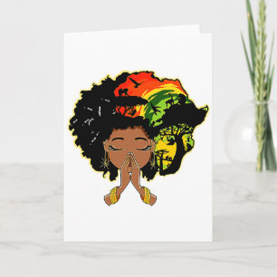 Tarjeta Mujer Afro Historia Negra Rezando a Dios Reina Mel