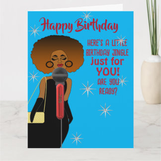 Tarjeta Mujer afroamericana cantando guitarra cumpleaños