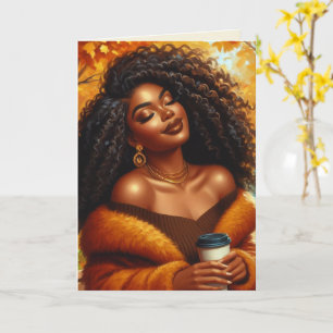 Tarjeta Mujer Afroamericana Chic Día de Acción de Gracias 