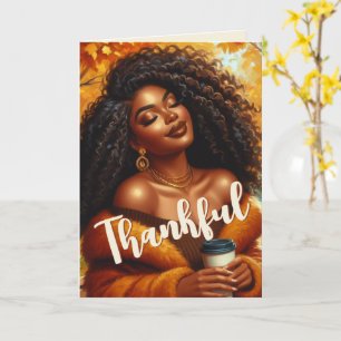 Tarjeta Mujer Afroamericana Chic Día de Acción de Gracias 