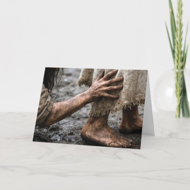 Tarjeta Mujer alcanzando a Jesús (Anverso)