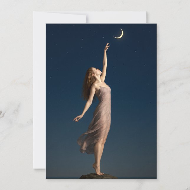 Tarjeta Mujer Alcanzando La Luna (Anverso)