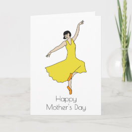 Tarjeta Mujer Art Deco bailando Día de la Madre de vestir 