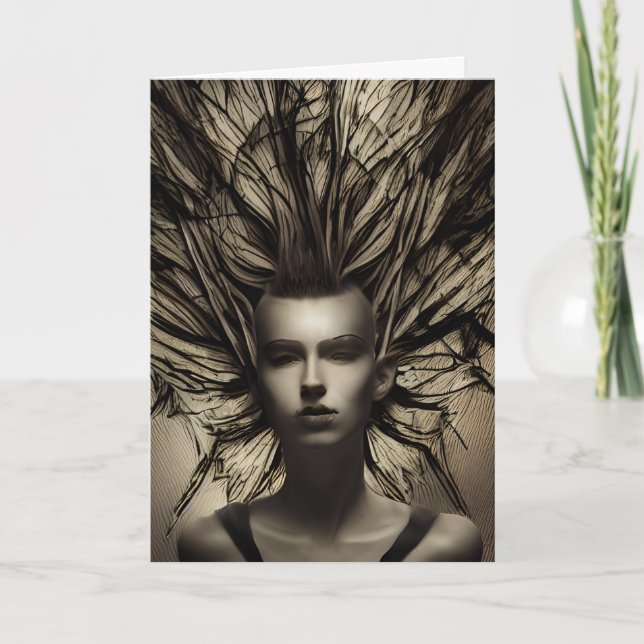 Tarjeta Mujer bajo el agua Distópica Resumen arte de IA (Anverso)