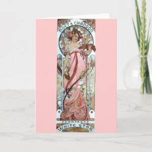 Tarjeta mujer blanca del champán de la estrella del art