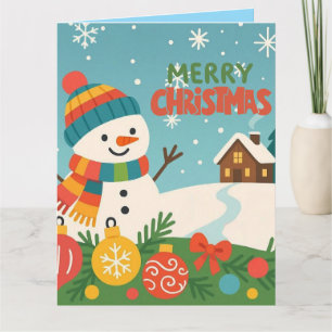 Tarjeta Mujer bonita, clásico muñeco de nieve de Feliz Nav