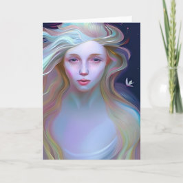 Tarjeta Mujer Bonita Perlada en Blanco