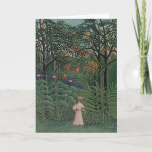 Tarjeta Mujer caminando en un bosque exótico, Henri Rousse